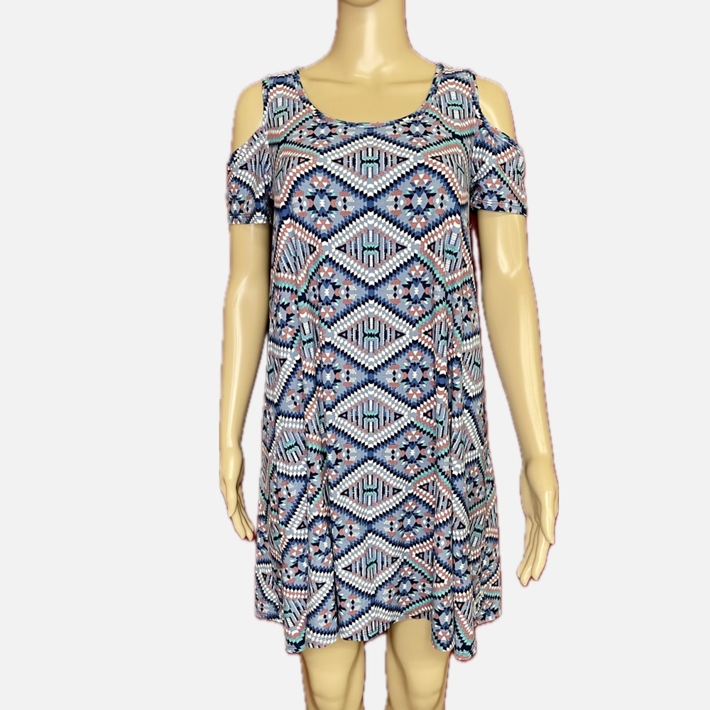 Southwest Print Cold Shoulder Jersey Midi Dress Size Medium